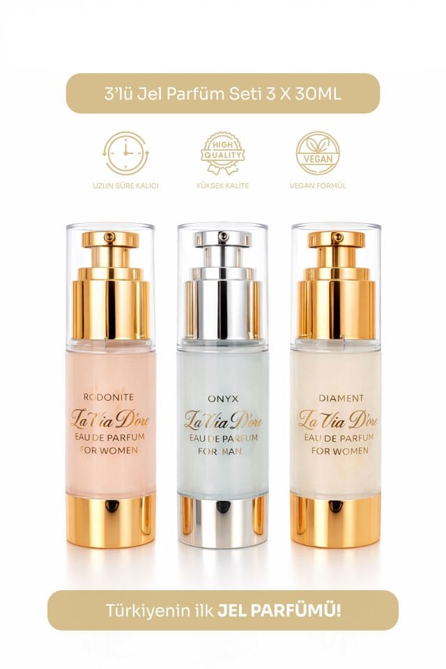 3’lü Jel Parfüm Seti (Onyx + Rodonite + Diament) 3 × 30 ml EDP